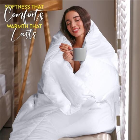Bedding Comforter Duvet Insert, Quilted Comforter with Corner Tabs, Box Stitched - Picture 4 of 7